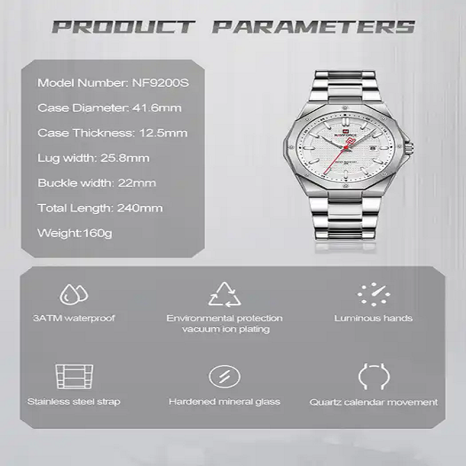 ساعت مچی عقربه‌ای مردانه نیوی فورس مدل NF9200SW